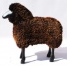 DECO MAISON BIG BLACKY - déco-mouton en bois avec véritable toison de laine