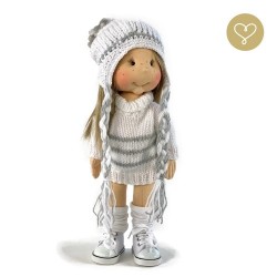 BONNET EN TRICOT BLANC POUR LES POUPEES LULLU DOLLS