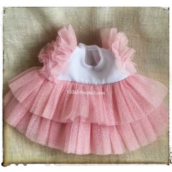 ROBE ROSE A RUCHES POUR LULLUDOLLS