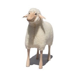 DECO MAISON MOUTON HARRIET - déco-mouton en bois et peluche de laine