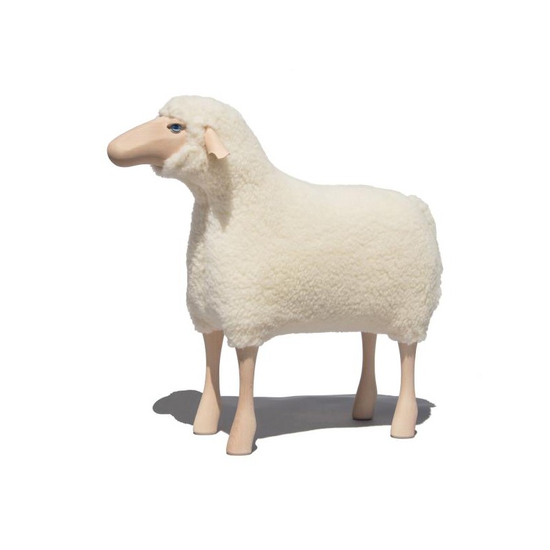 DECO MAISON MOUTON HARRIET - déco-mouton en bois et peluche de laine