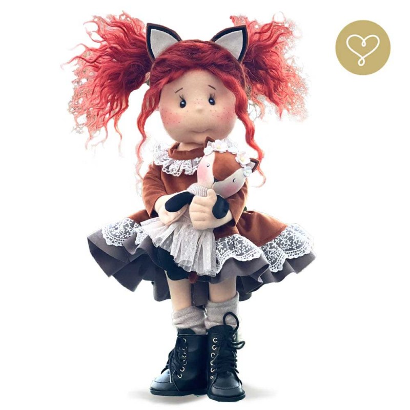 Poupée De Chiffon Lily 40 Cm – Tresses En Laine, Robe, Casquette – Cadeau Sûr Dès 1 An