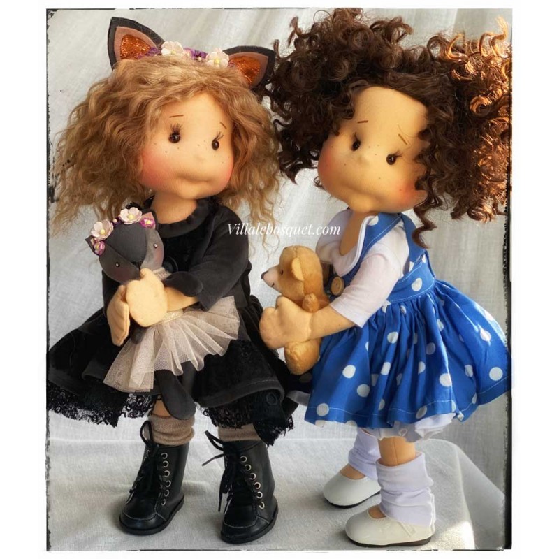 Poupée De Collection Loulette Noire - 24 Cm - Porcelaine Et Mohair - Création ÂO