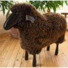 DECO MAISON MOUTON EN BOIS BLACKY - déco-mouton en bois avec véritable toison de laine