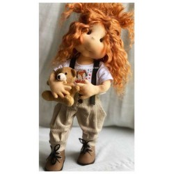 NELLY, 38 cm, Collectors doll with fingers, LULLU DOLLS CLOTH DOLL