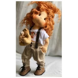NELLY, 38 cm, Collectors doll with fingers, LULLU DOLLS CLOTH DOLL
