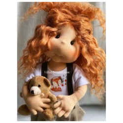 NELLY, 38 cm, Collectors doll with fingers, LULLU DOLLS CLOTH DOLL