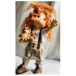 NELLY, 38 cm, Collectors doll with fingers, LULLU DOLLS CLOTH DOLL