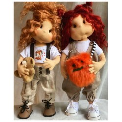 NELLY, 38 cm, Collectors doll with fingers, LULLU DOLLS CLOTH DOLL