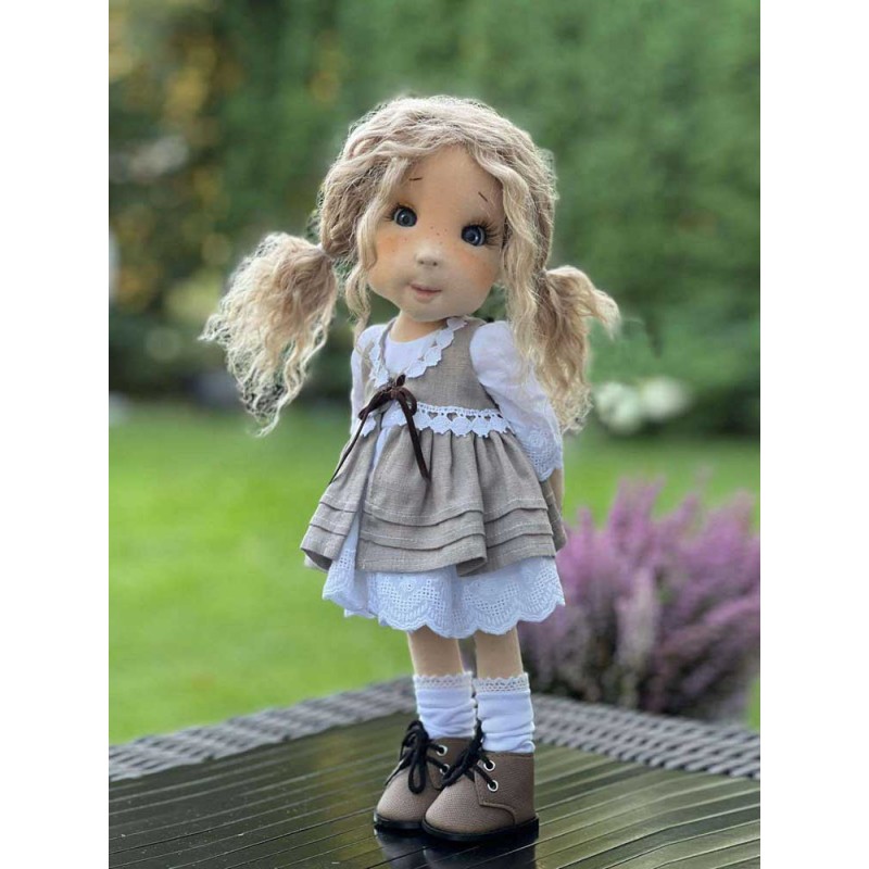 Poupee Chiffon Fille Poupée Lily 40cm En Tissu Doux - Tresses En Laine - Couleurs Aléatoires - Sécurité Enfant 1+ Poupon De Noel