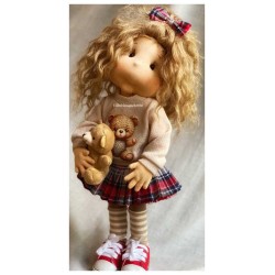 MIMI, 38 cm, Collectors doll with fingers, LULLU DOLLS CLOTH DOLL