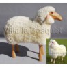 DECO MAISON HILDE - déco-mouton en bois avec véritable toison de laine