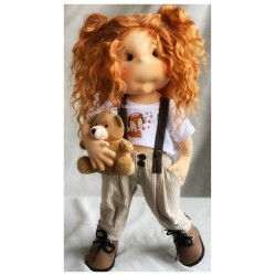 NELLY, 38 cm, Collectors doll with fingers, LULLU DOLLS CLOTH DOLL