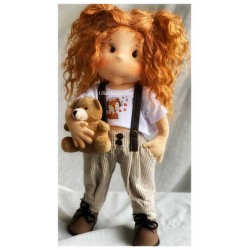 NELLY, 38 cm, Collectors doll with fingers, LULLU DOLLS CLOTH DOLL