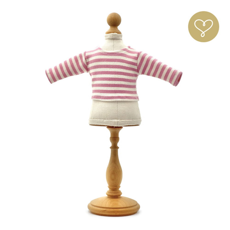 T-SHIRT RAYEE ROSE POUR LES POUPEES LULLU DOLLS