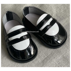 SLIPPER NOIR/BLANC DE-BOXEE POUPEE GÖTZ 50 cm ET AUTRES