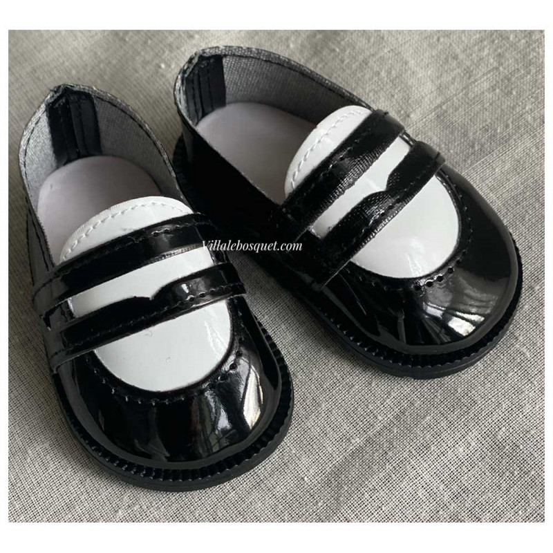 SLIPPER NOIR/BLANC DE-BOXEE POUPEE GÖTZ 50 cm ET AUTRES