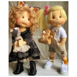 MALVINA, 40 CM, avec squelette de mouvement POUPEE EN TISSU DES LULLU DOLLS