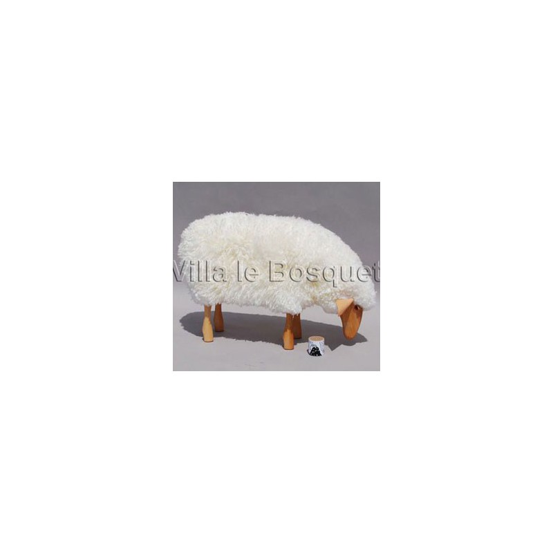 DECO MAISON MOUTON EN BOIS FRANKIE - déco-mouton en bois avec véritable toison de laine