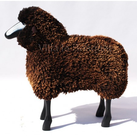 Moutons décoratifs en bois et laine