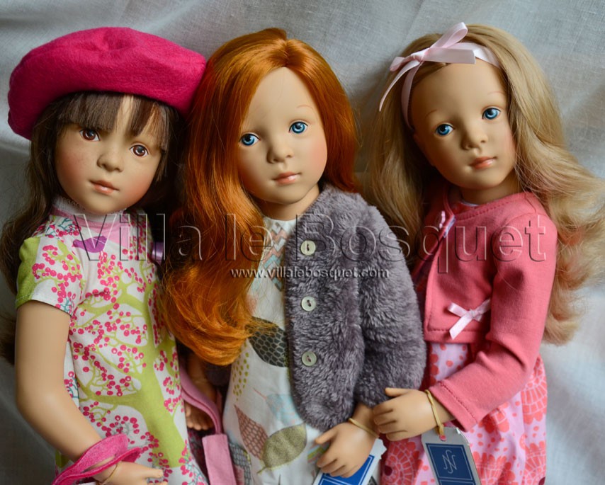 Alice, Zoe and Smilla, beautiful dolls by Sylvia Natterer for Petitcollin, handmade in Europe.
